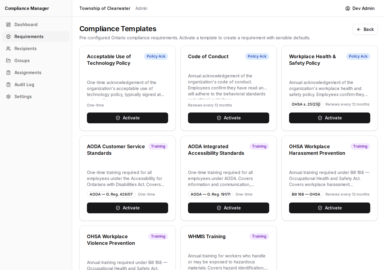 Templates grid