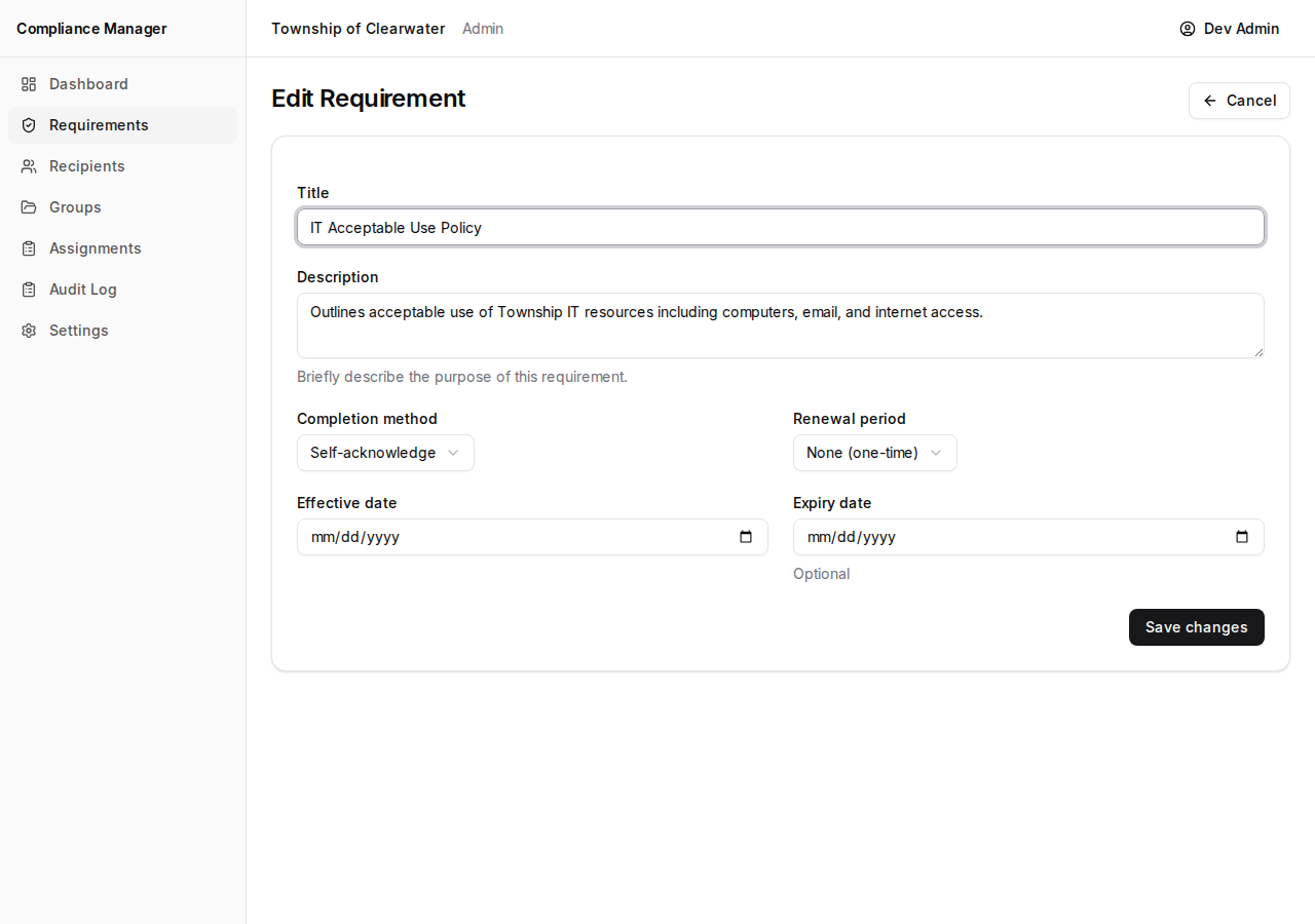 Edit form
