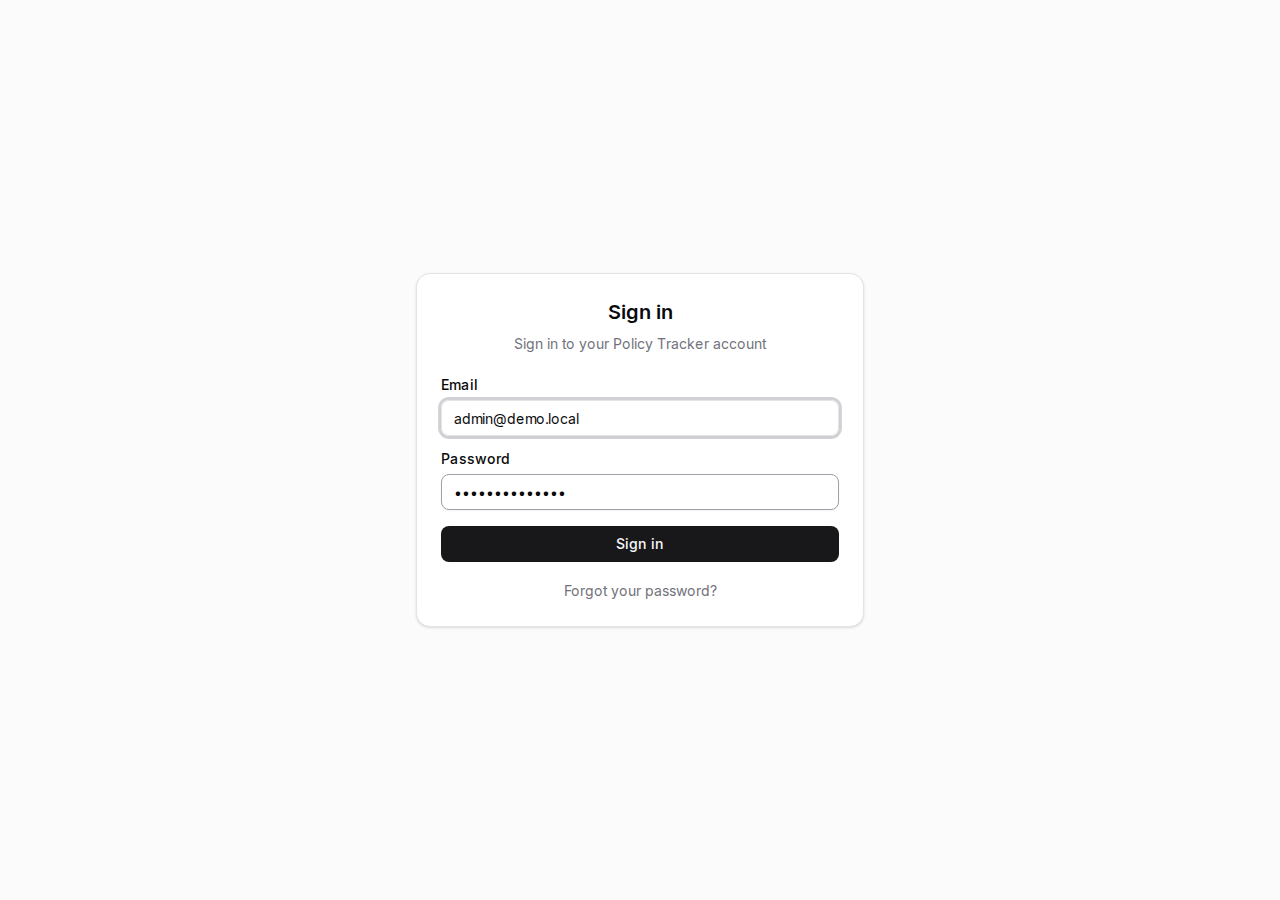 Sign-in form filled in with email and password